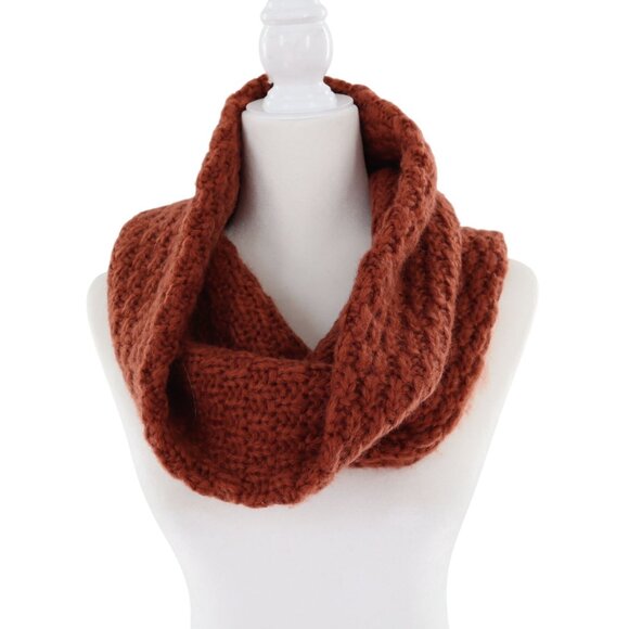 Melrose And Market Knitted Zip Scarf Unisex OS Brown Staple Holiday Outdoor NWT - Picture 1 of 7